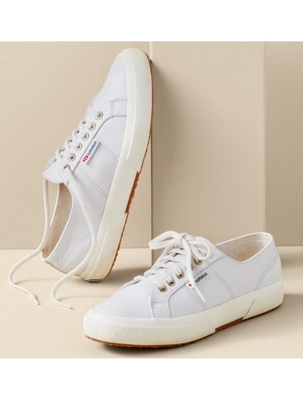 Superga Women's 2750 Nappa Leather Optical White-Favorio Sneaker—Women's 6 1/2